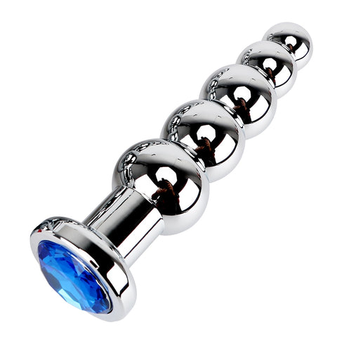 Blue Gem Stainless Steel Anal Beads Plug