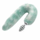 50cm Teal and White Fox Tail Ribbed Metal Plugs
