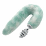 50cm Teal and White Fox Tail Ribbed Metal Plugs