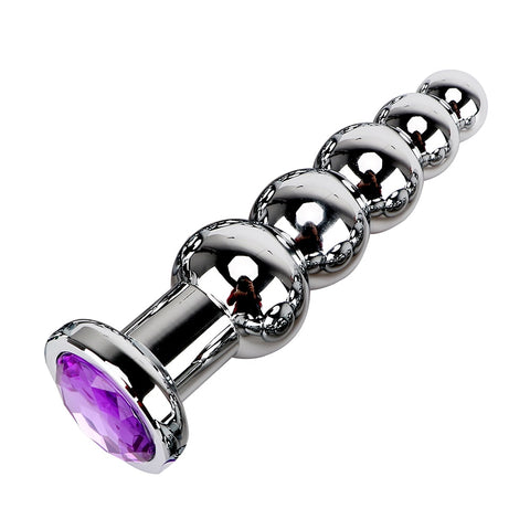 Purple Gem Stainless Steel Anal Beads Plug